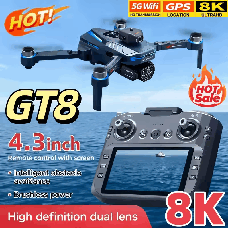 Dron GT8 con Cámara HD 8K, WIF - Drone Rc Price reseña y precio